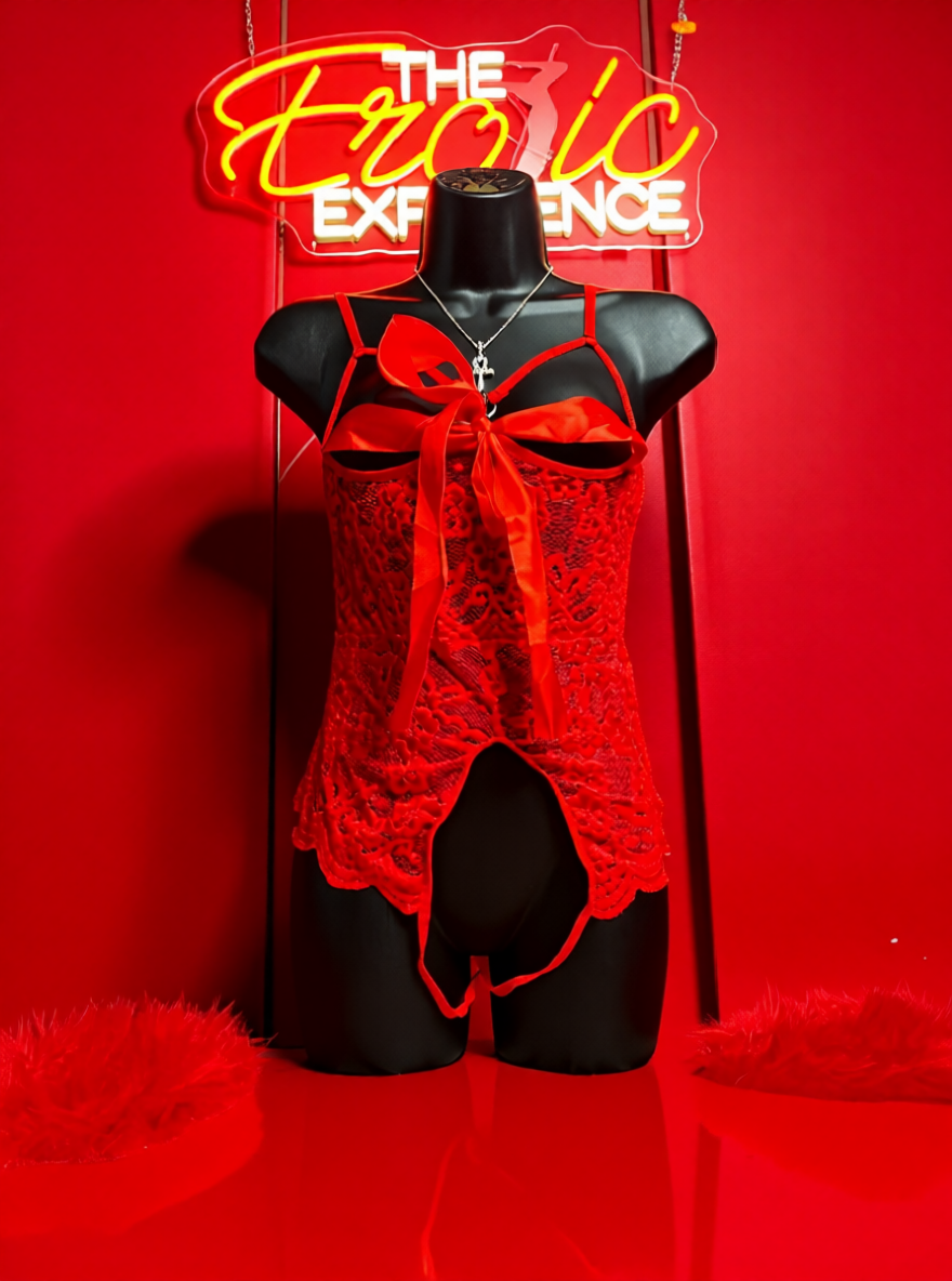 Lace Be Together One Piece Lingerie | Lace Up Passion in Red & Pink