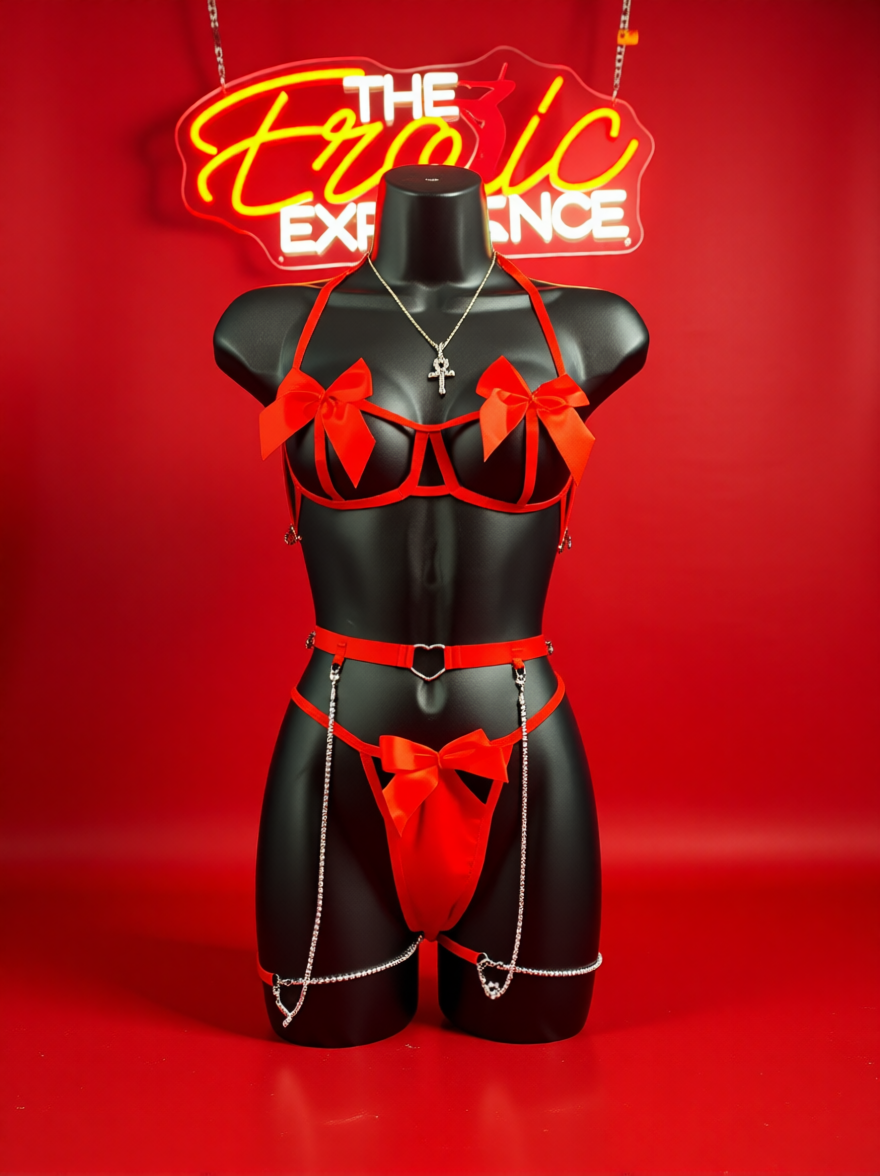 Are You My Baby 2-Piece Lingerie Set | Lace & Garter Duo in Red or Black