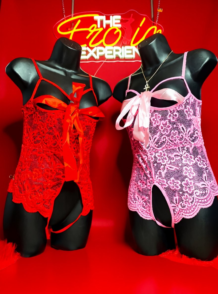 Lace Be Together One Piece Lingerie | Lace Up Passion in Red & Pink
