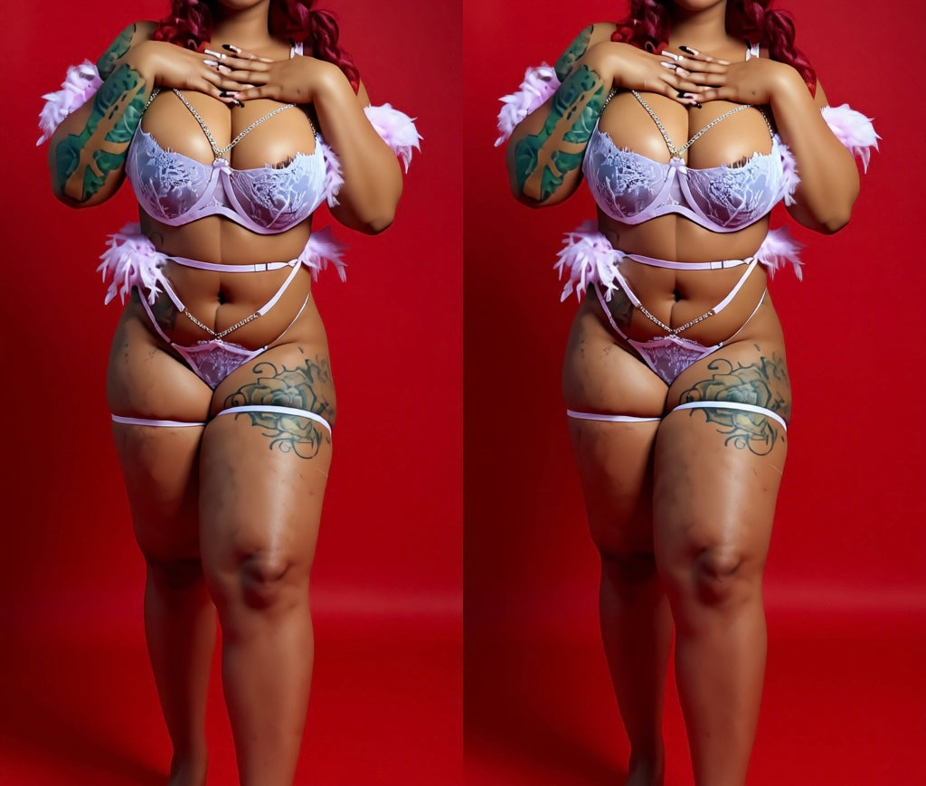 Fairy Princess 3-Piece Lingerie Set | Feathers, Lace & Delicate Dreamscape