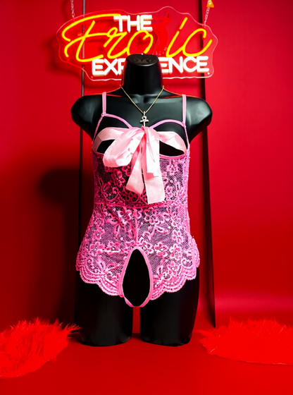 Lace Be Together One Piece Lingerie | Lace Up Passion in Red & Pink